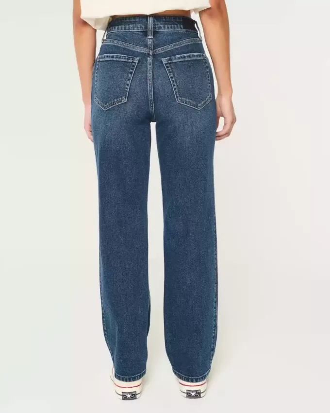 Ultrahoch geschnittene Straight-Jeans im 90er-Stil mit dunkler Waschung Ultrahoch geschnittene Straight-Jeans im 90er-Stil mit dunkler Waschung