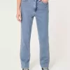 Ultrahoch geschnittene Straight-Jeans im Stil der 90er mit mittlerer Waschung Ultrahoch geschnittene Straight-Jeans im Stil der 90er mit mittlerer Waschung