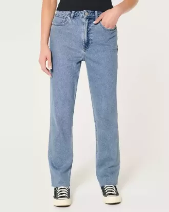 Ultrahoch geschnittene Straight-Jeans im Stil der 90er mit mittlerer Waschung