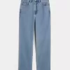 Ultrahoch geschnittene Straight-Jeans im Stil der 90er mit mittlerer Waschung Ultrahoch geschnittene Straight-Jeans im Stil der 90er mit mittlerer Waschung