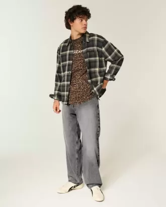 Verwaschene graue Skater-Baggy-Jeans