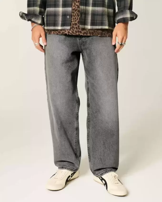 Verwaschene graue Skater-Baggy-Jeans Verwaschene graue Skater-Baggy-Jeans