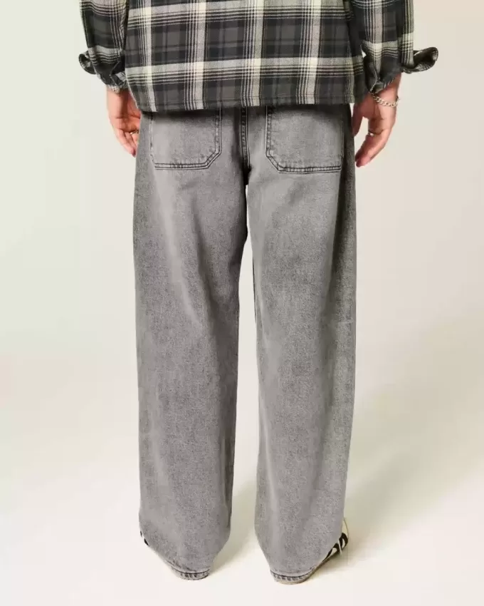 Verwaschene graue Skater-Baggy-Jeans Verwaschene graue Skater-Baggy-Jeans