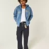 Verwaschene schwarze Baggy-Bootcut-Jeans Verwaschene schwarze Baggy-Bootcut-Jeans