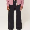 Verwaschene schwarze Baggy-Bootcut-Jeans Verwaschene schwarze Baggy-Bootcut-Jeans