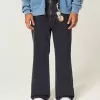 Verwaschene schwarze Baggy-Bootcut-Jeans Verwaschene schwarze Baggy-Bootcut-Jeans