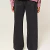 Verwaschene schwarze Baggy-Bootcut-Jeans Verwaschene schwarze Baggy-Bootcut-Jeans
