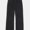 Verwaschene schwarze Baggy-Bootcut-Jeans Verwaschene schwarze Baggy-Bootcut-Jeans