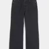Verwaschene schwarze Baggy-Bootcut-Jeans Verwaschene schwarze Baggy-Bootcut-Jeans