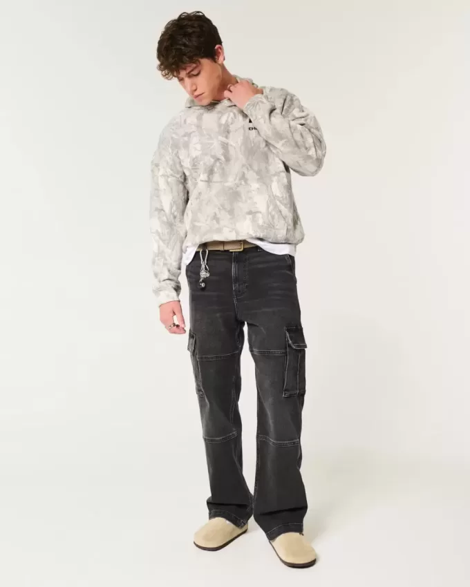 Verwaschene schwarze Baggy-Cargojeans Verwaschene schwarze Baggy-Cargojeans