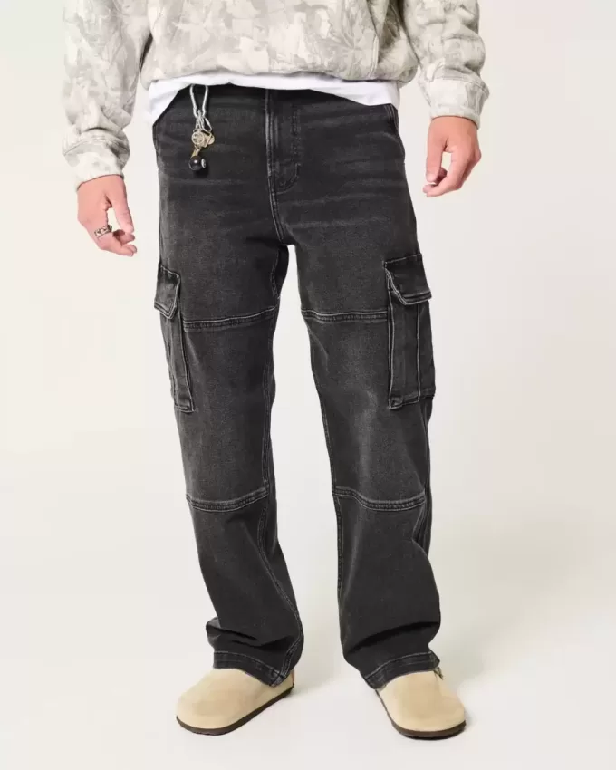 Verwaschene schwarze Baggy-Cargojeans Verwaschene schwarze Baggy-Cargojeans