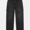 Verwaschene schwarze Baggy-Cargojeans Verwaschene schwarze Baggy-Cargojeans