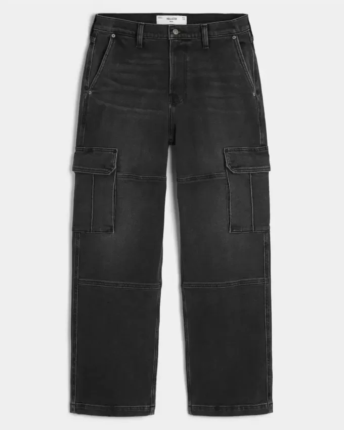Verwaschene schwarze Baggy-Cargojeans Verwaschene schwarze Baggy-Cargojeans