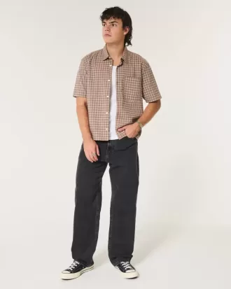 Verwaschene schwarze Baggy-Jeans