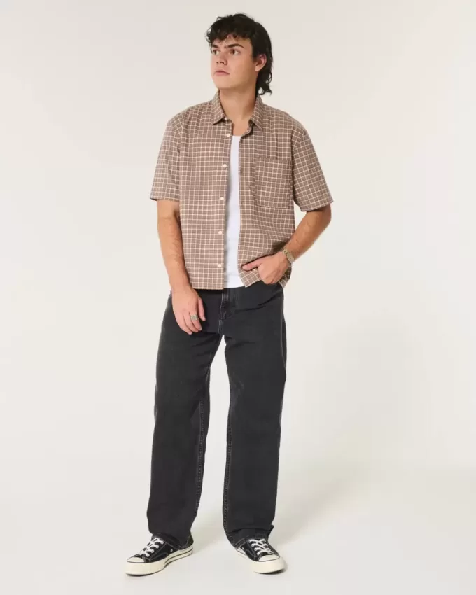 Verwaschene schwarze Baggy-Jeans Verwaschene schwarze Baggy-Jeans