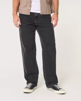 Verwaschene schwarze Baggy-Jeans