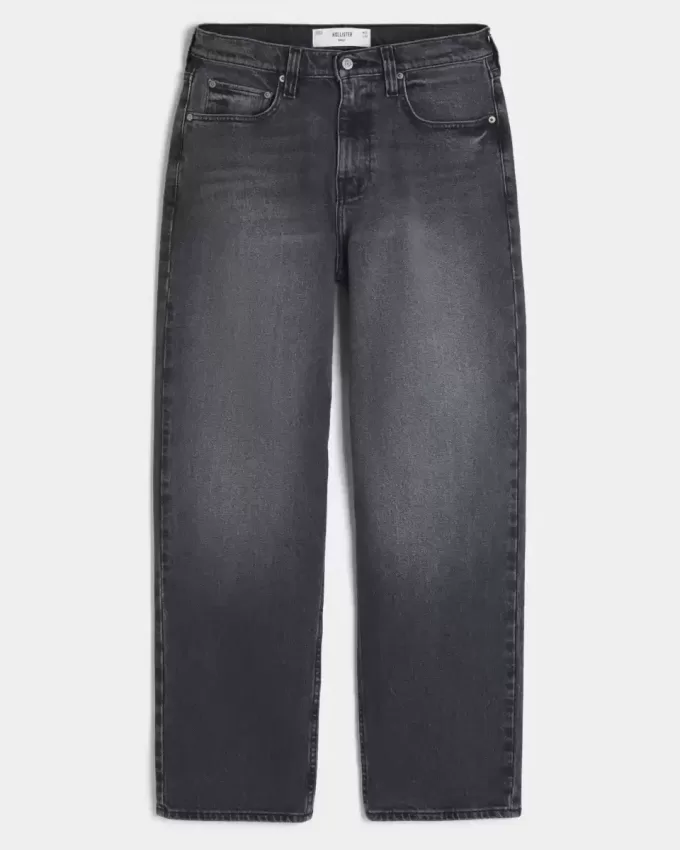 Verwaschene schwarze Baggy-Jeans Verwaschene schwarze Baggy-Jeans