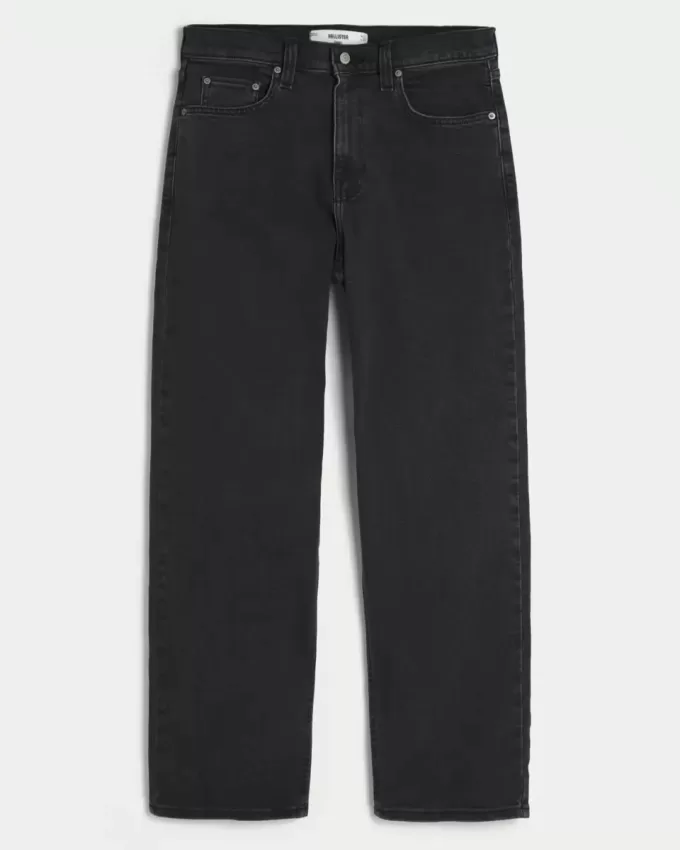 Verwaschene schwarze Baggy-Jeans Verwaschene schwarze Baggy-Jeans