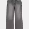 Verwaschene schwarze bestickte Baggy-Bootcut-Jeans Verwaschene schwarze bestickte Baggy-Bootcut-Jeans