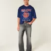 Verwaschene schwarze bestickte Baggy-Bootcut-Jeans Verwaschene schwarze bestickte Baggy-Bootcut-Jeans