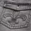 Verwaschene schwarze bestickte Baggy-Bootcut-Jeans Verwaschene schwarze bestickte Baggy-Bootcut-Jeans