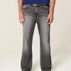 Verwaschene schwarze bestickte Baggy-Bootcut-Jeans Verwaschene schwarze bestickte Baggy-Bootcut-Jeans