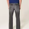 Verwaschene schwarze bestickte Baggy-Bootcut-Jeans Verwaschene schwarze bestickte Baggy-Bootcut-Jeans