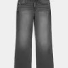 Verwaschene schwarze bestickte Baggy-Bootcut-Jeans Verwaschene schwarze bestickte Baggy-Bootcut-Jeans