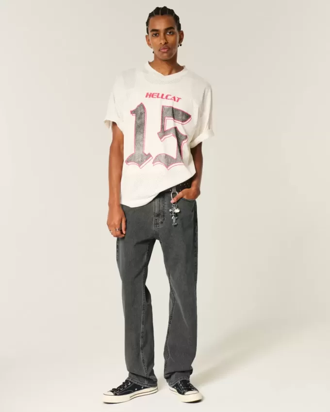 Verwaschene schwarze, lockere Jeans Verwaschene schwarze, lockere Jeans