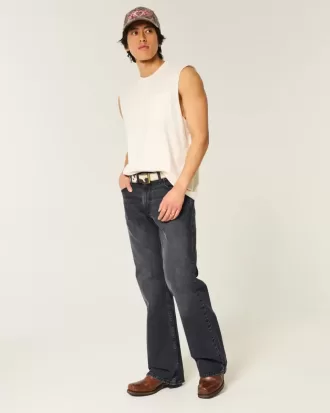 Verwaschene, schwarze, lässige Bootcut-Jeans Verwaschene, schwarze, lässige Bootcut-Jeans