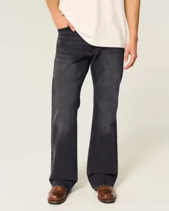 Verwaschene, schwarze, lässige Bootcut-Jeans Verwaschene, schwarze, lässige Bootcut-Jeans