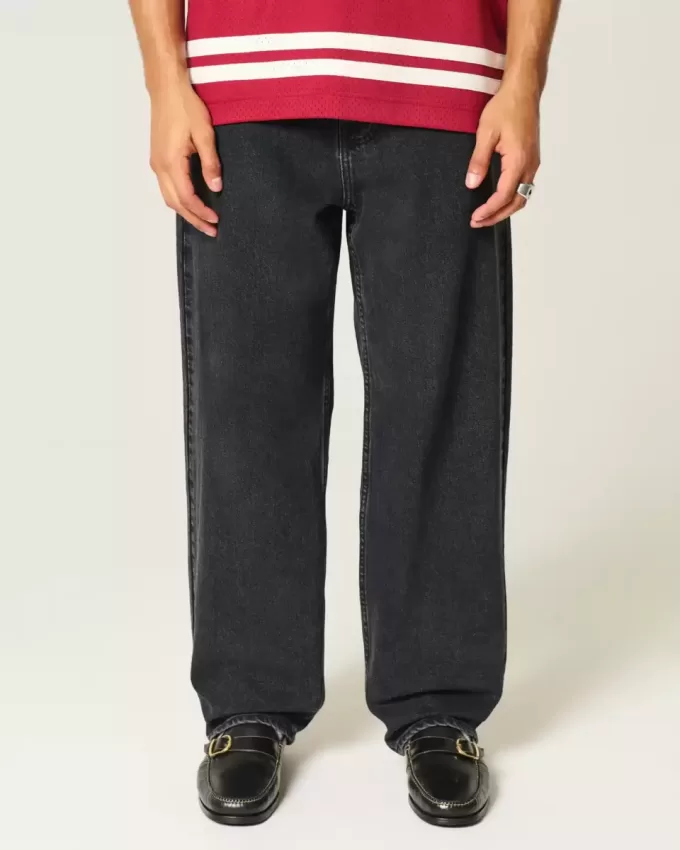 Verwaschene schwarze Skater-Baggy-Jeans Verwaschene schwarze Skater-Baggy-Jeans