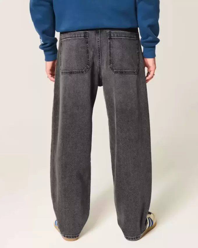 Verwaschene schwarze Skater-Baggy-Jeans Verwaschene schwarze Skater-Baggy-Jeans