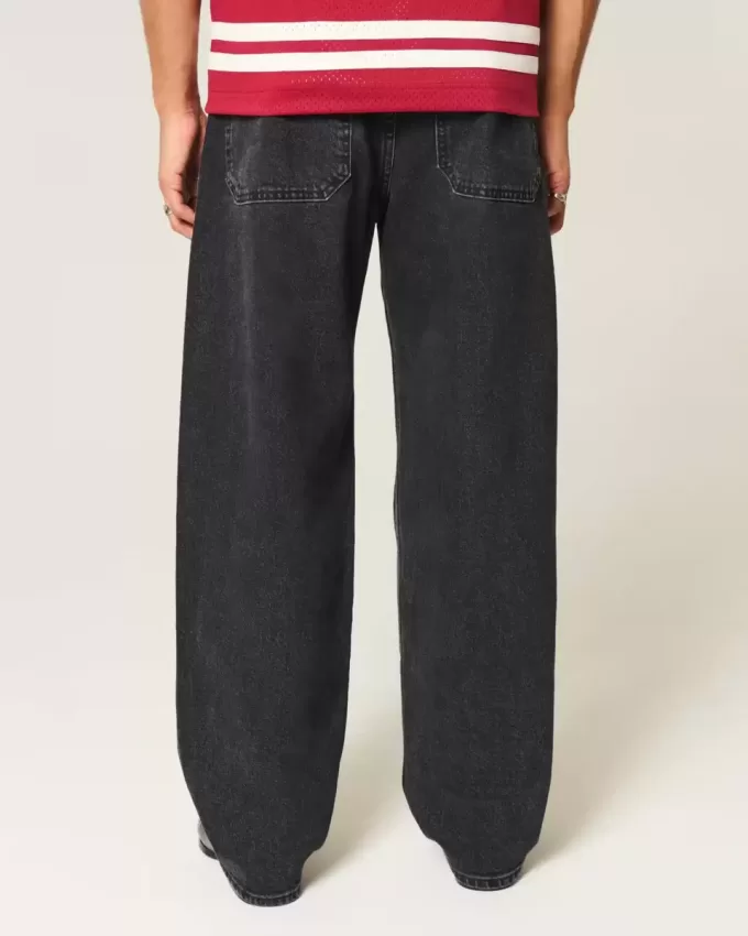 Verwaschene schwarze Skater-Baggy-Jeans Verwaschene schwarze Skater-Baggy-Jeans