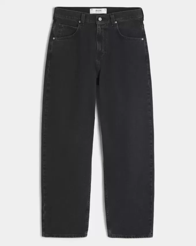 Verwaschene schwarze Skater-Baggy-Jeans Verwaschene schwarze Skater-Baggy-Jeans