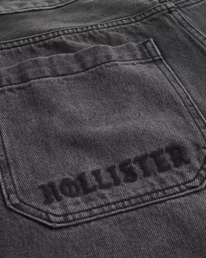 Verwaschene schwarze Skater-Baggy-Jeans mit Logo-Grafik Verwaschene schwarze Skater-Baggy-Jeans mit Logo-Grafik