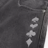 Verwaschene schwarze Skater-Baggy-Jeans mit Spielkarten-Joker-Grafik Verwaschene schwarze Skater-Baggy-Jeans mit Spielkarten-Joker-Grafik