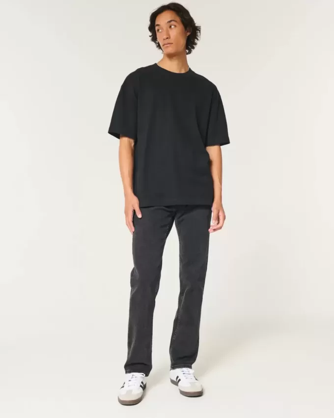 Verwaschene schwarze Slim Straight Jeans Verwaschene schwarze Slim Straight Jeans