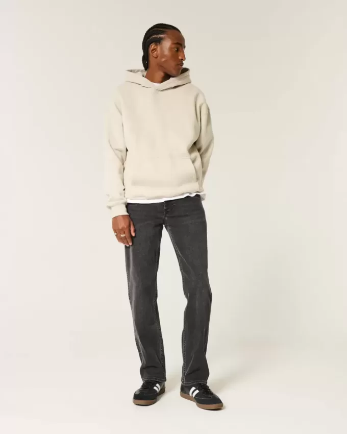 Verwaschene schwarze Straight Jeans Verwaschene schwarze Straight Jeans