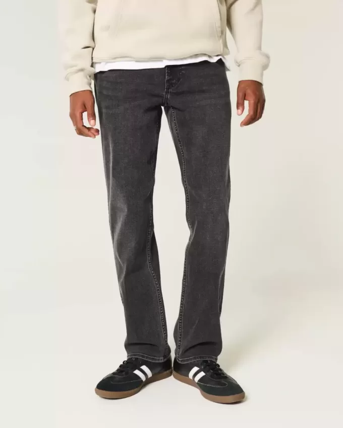 Verwaschene schwarze Straight Jeans Verwaschene schwarze Straight Jeans