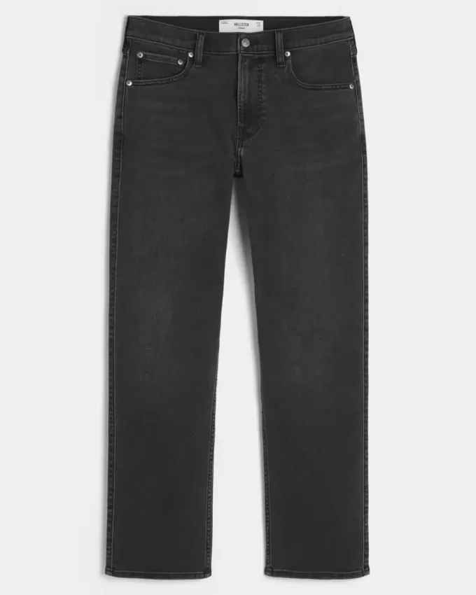 Verwaschene schwarze Straight Jeans Verwaschene schwarze Straight Jeans