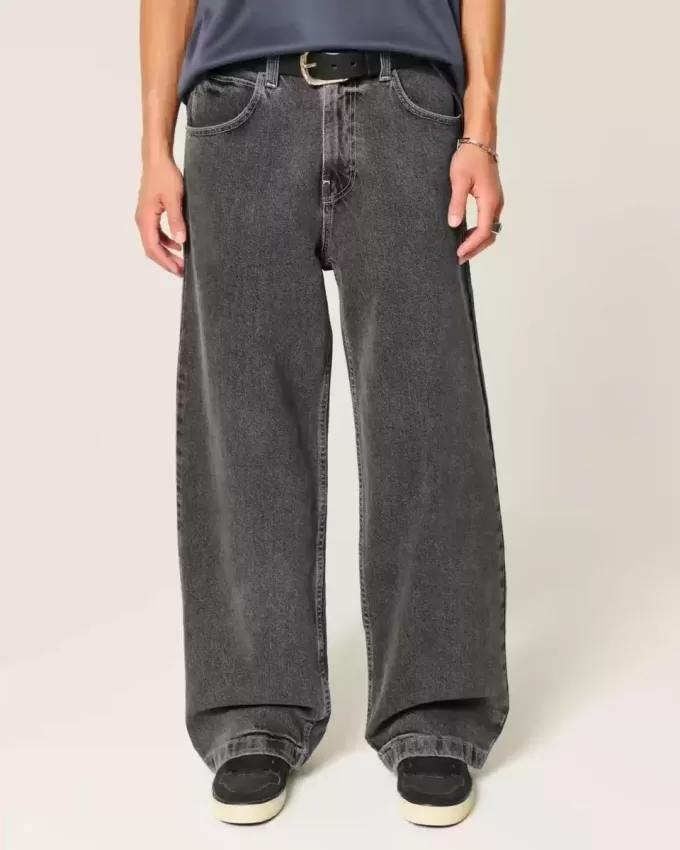 Verwaschene schwarze Super Baggy-Jeans Verwaschene schwarze Super Baggy-Jeans