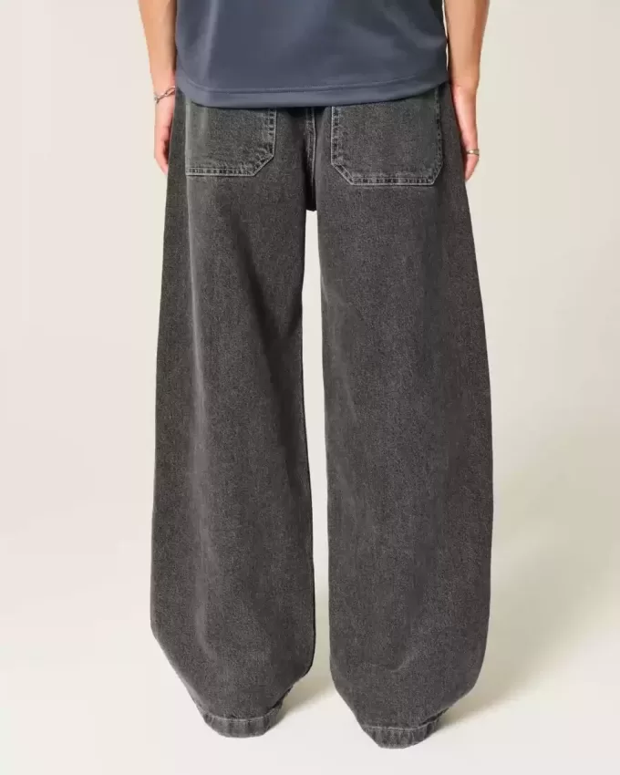Verwaschene schwarze Super Baggy-Jeans Verwaschene schwarze Super Baggy-Jeans