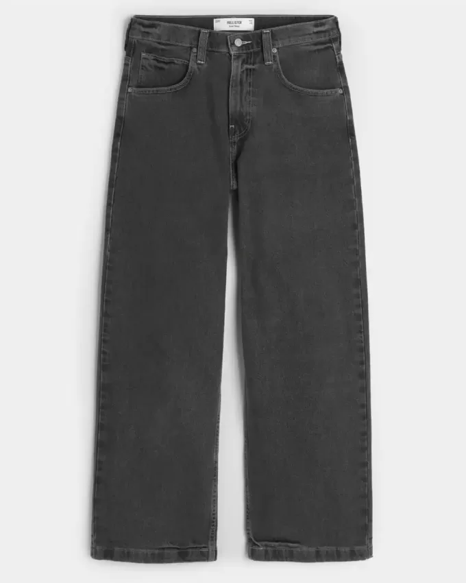 Verwaschene schwarze Super Baggy-Jeans Verwaschene schwarze Super Baggy-Jeans