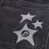Verwaschene schwarze Super Baggy-Jeans mit Sterngrafik Verwaschene schwarze Super Baggy-Jeans mit Sterngrafik
