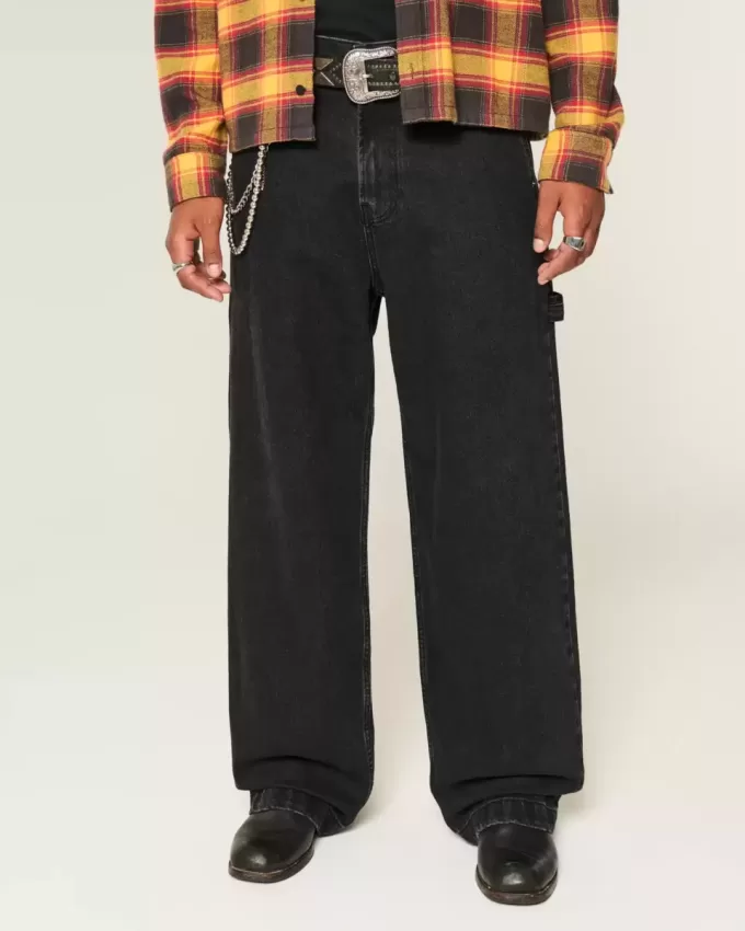 Verwaschene schwarze Super Baggy Painter Jeans Verwaschene schwarze Super Baggy Painter Jeans