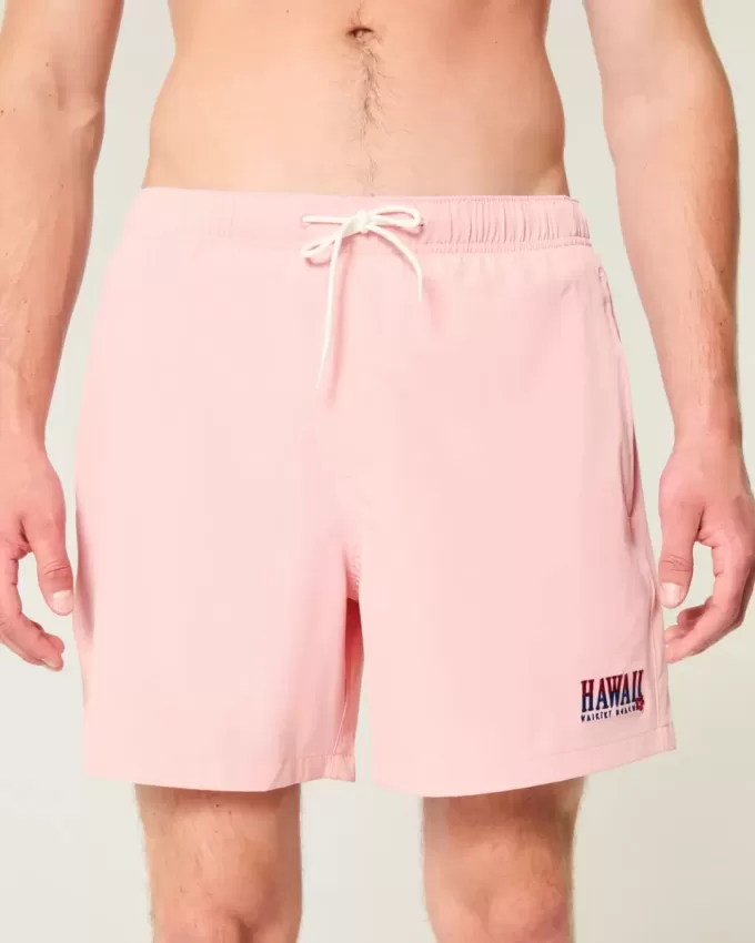 Volley-Badehose mit Hawaii-Grafik bis zur Mitte des Oberschenkels Volley-Badehose mit Hawaii-Grafik bis zur Mitte des Oberschenkels