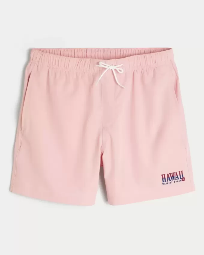 Volley-Badehose mit Hawaii-Grafik bis zur Mitte des Oberschenkels Volley-Badehose mit Hawaii-Grafik bis zur Mitte des Oberschenkels