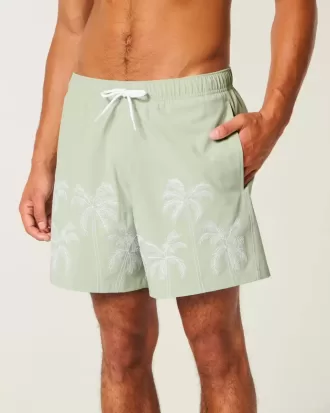 Volley-Badehose mit Stickerei bis zur Mitte des Oberschenkels Volley-Badehose mit Stickerei bis zur Mitte des Oberschenkels