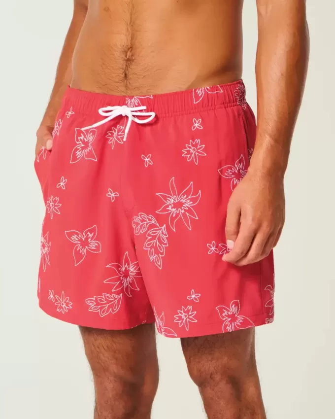 Volley-Badehose mit Stickerei bis zur Mitte des Oberschenkels Volley-Badehose mit Stickerei bis zur Mitte des Oberschenkels